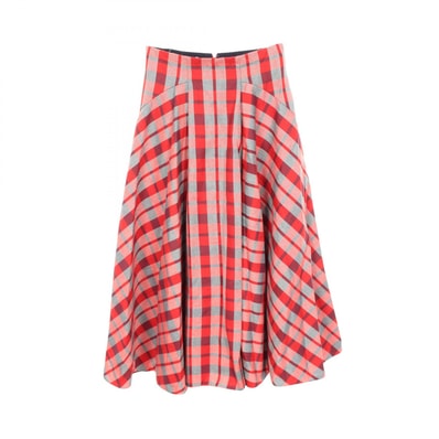 ディオール Dior CHECK'N'DIOR スカート 衣料品 ボトムス ウール レディース レッド系 / ネイビー系 【中古】
