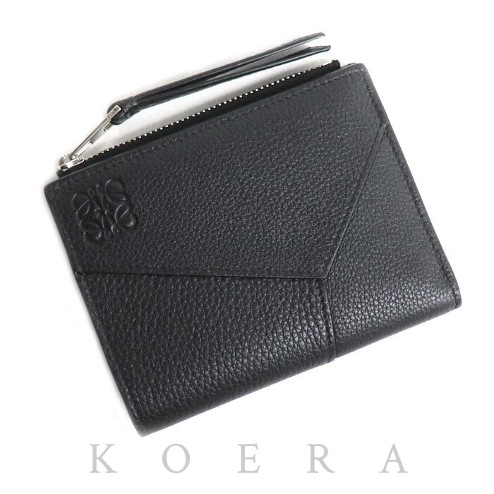 LOEWE ロエベ パズル スリム コンパクトウォレット 二つ折り財布 ブラック C510W73X08 レディース【中古】【美品】