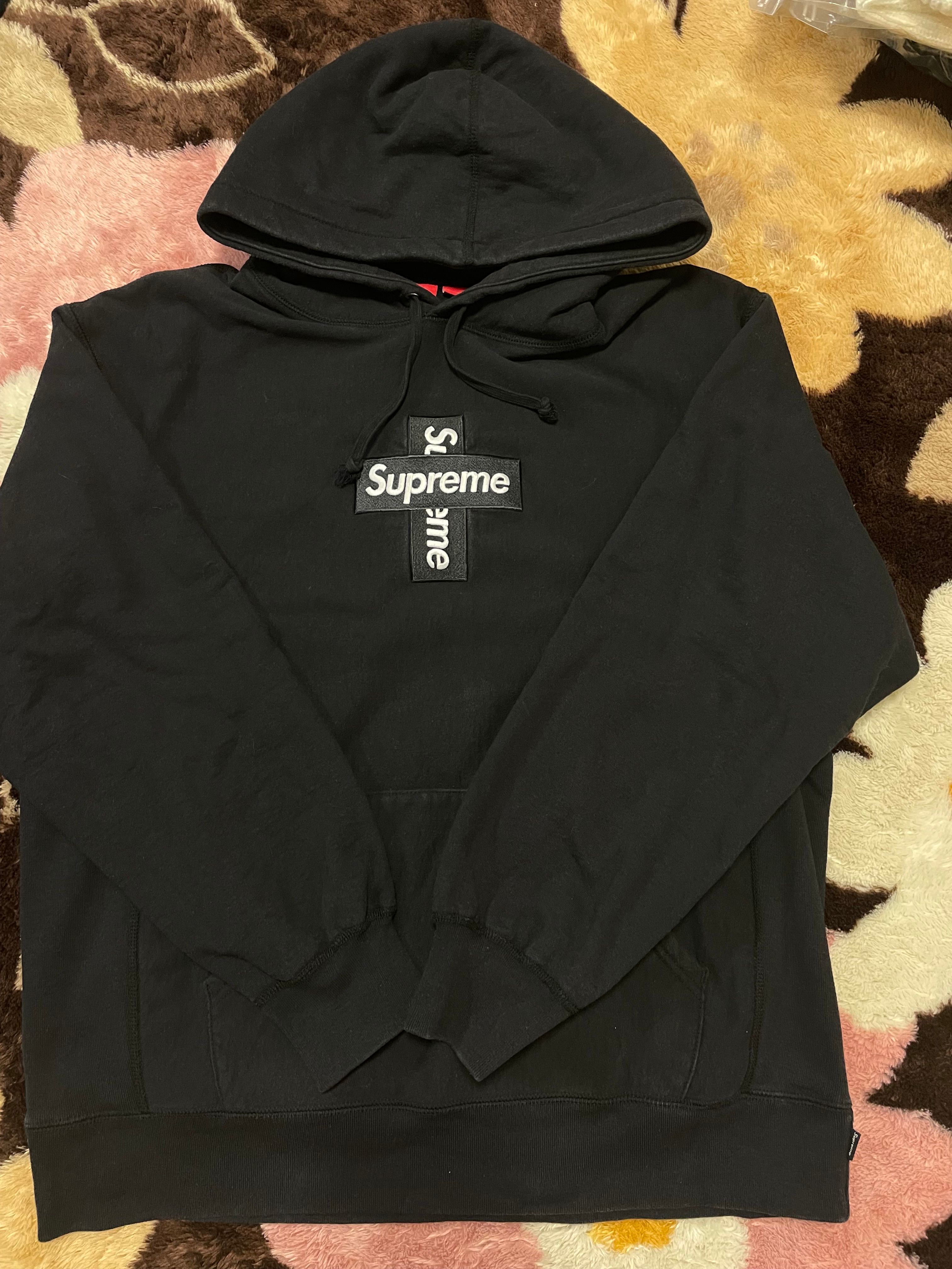 Supreme Cross Box Logo Hooded Sweatshirt "Black"