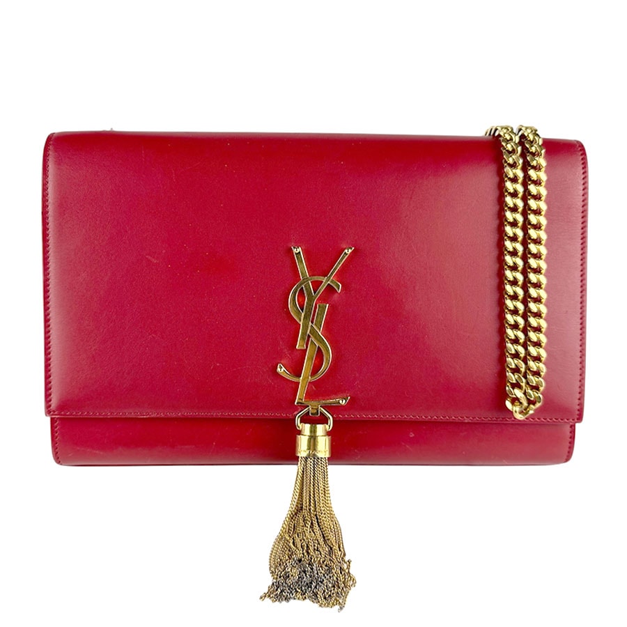 サンローラン SAINT LAURENT ショルダーバッグ レザー/メタル レッド/ゴールド レディース【中古】 z8197