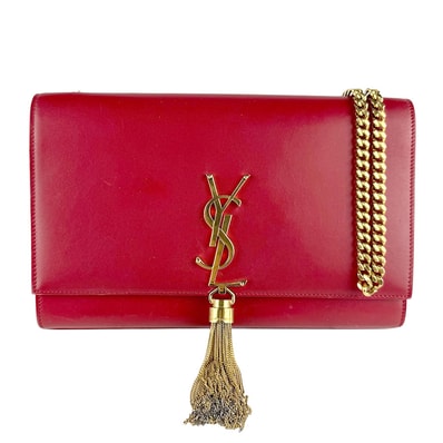 サンローラン SAINT LAURENT ショルダーバッグ レザー/メタル レッド/ゴールド レディース【中古】 z8197