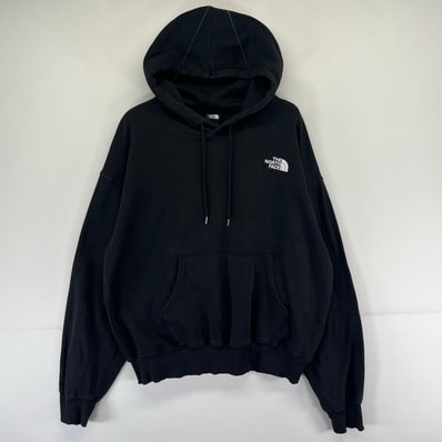 古着 ザ・ノースフェイス THE NORTH FACE パーカー プルオーバー ロゴ スウェット 刺繍 フーディ M ブラック系 メンズ