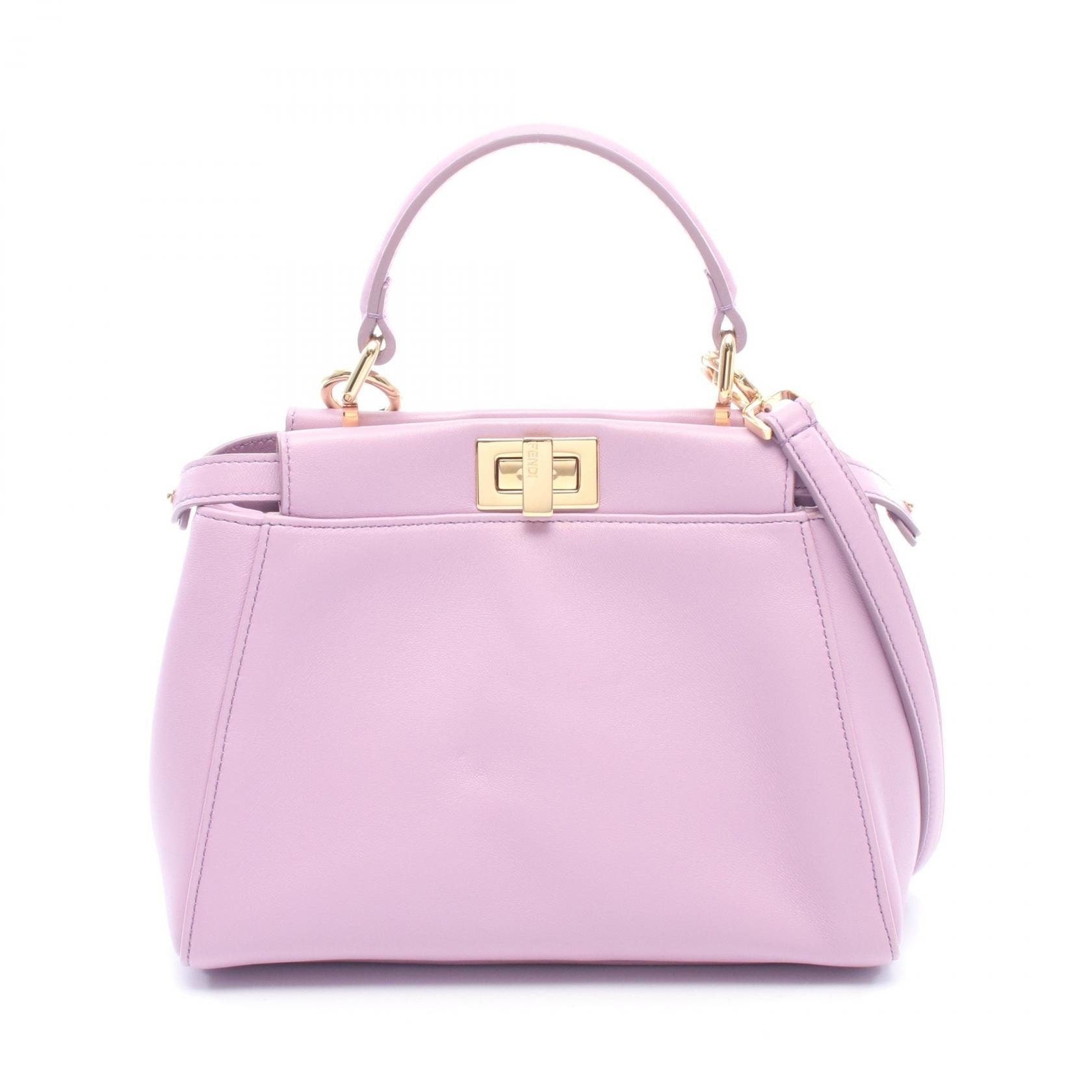 フェンディ FENDI ミニピーカブー 2WAY ハンドバッグ バッグ レザー レディース パープル系 8BN244 【中古】