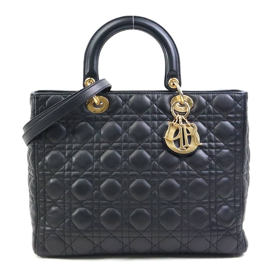 クリスチャンディオール Christian Dior ハンドバッグ ショルダーバッグ レディディオール レザー ブラック ゴールド レディース【中古】 e60714a