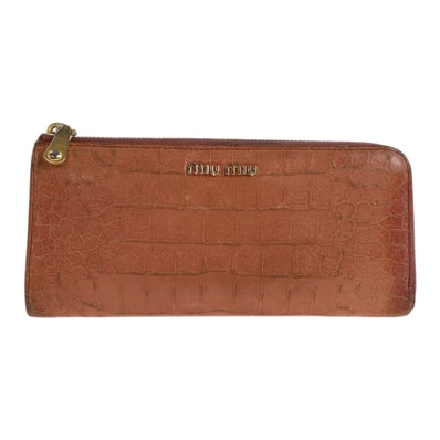 MIUMIU ミュウミュウ ピンク ゴールド金具 レザー 長財布 ロングウォレット 600407 【中古】