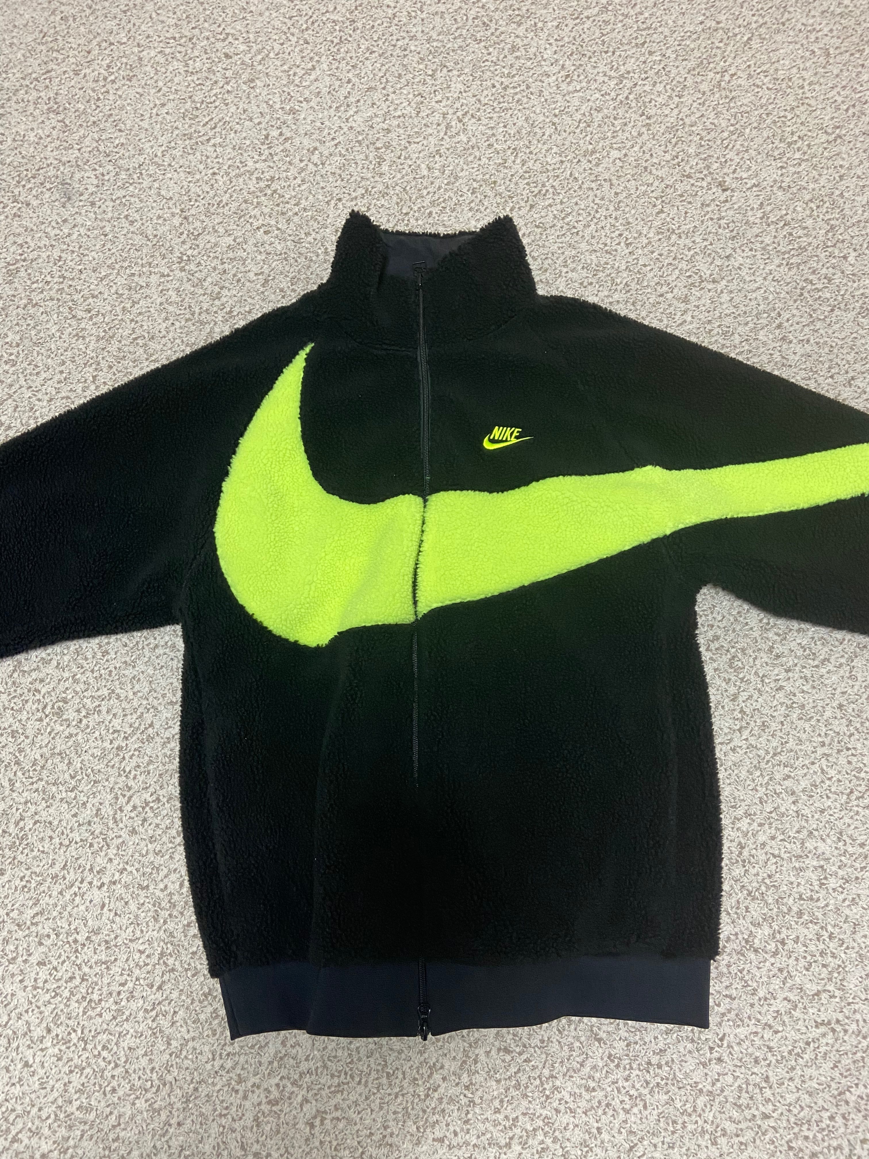 Nike Big Swoosh Reversible Boa Jacket"Black Neon"
