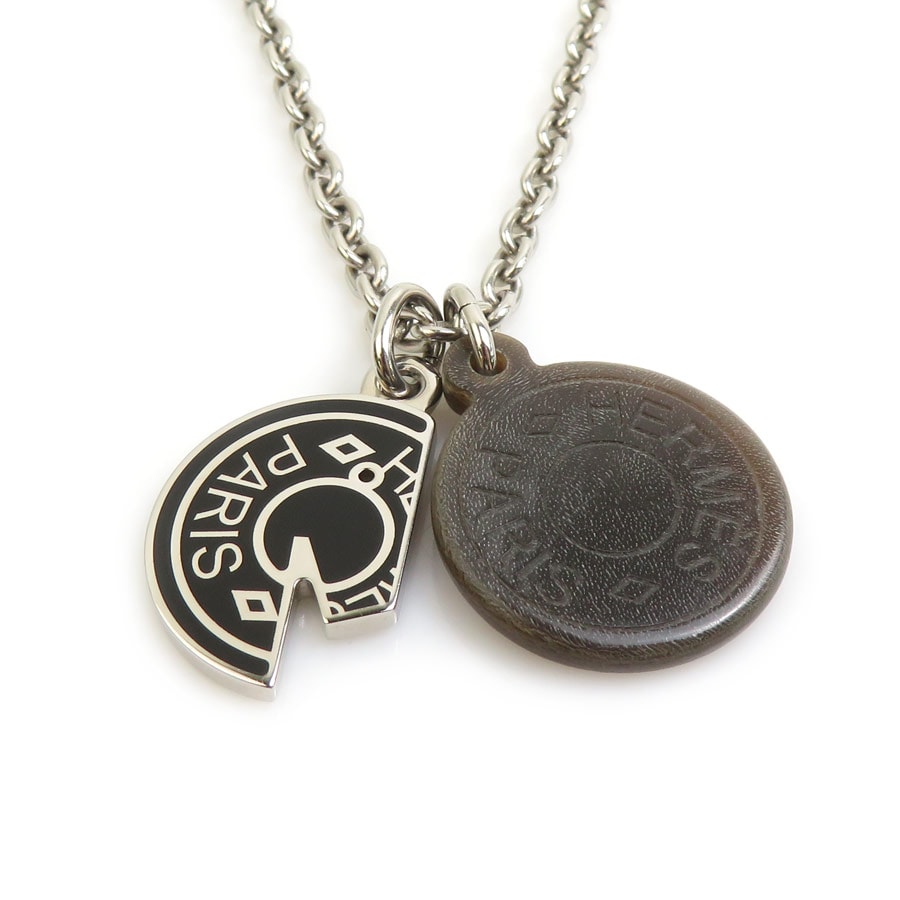 エルメス HERMES ネックレス カルーゼル メタル/バッファローホーン シルバー/ブラウン ユニセックス【中古】 e62098i