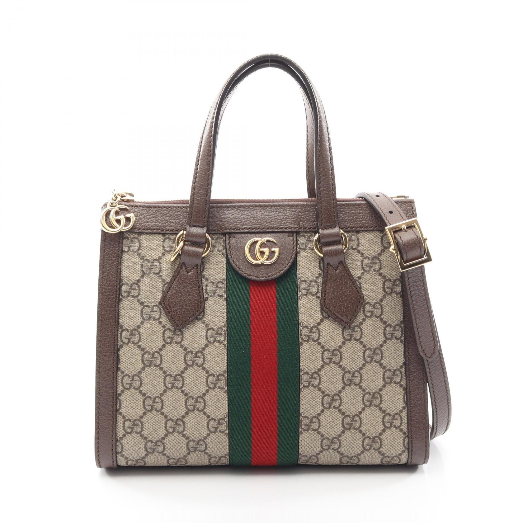 グッチ GUCCI オフィディア GG スモール 2WAY トートバッグ バッグ PVCコーティングキャンバス レザー レディース ベージュ系 / ブラウン系 547551 【中古】