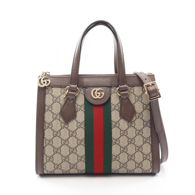 グッチ GUCCI オフィディア GG スモール 2WAY トートバッグ バッグ PVCコーティングキャンバス レザー レディース ベージュ系 / ブラウン系 547551 【中古】