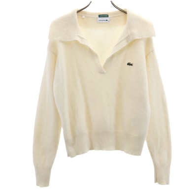 LACOSTE ラコステ 長袖 スキッパー ニット 36 ホワイト セーター