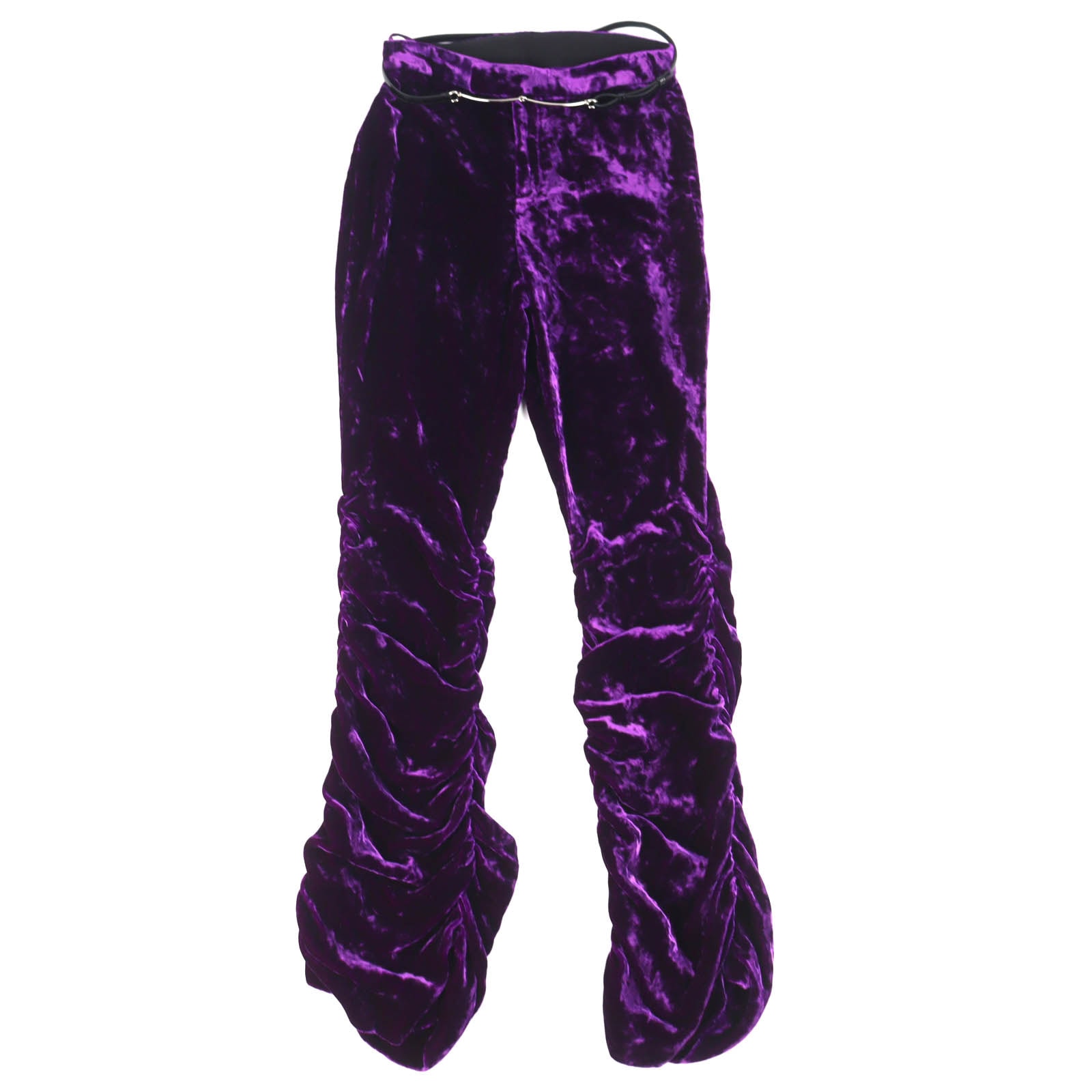 極美品 グッチ 裾シャーリング ベロア ロングパンツ 36 761072