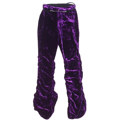 極美品 グッチ 裾シャーリング ベロア ロングパンツ 36 761072