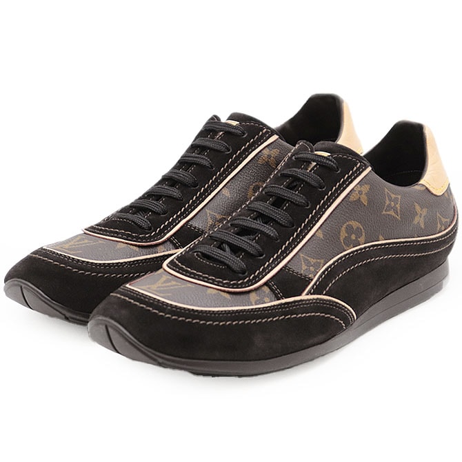 【新品同様】 ルイ・ヴィトン LV モノグラム スウェードレザー コンビネーション ローカット スニーカー メンズ ブラウン 8 1/2 LOUIS VUITTON