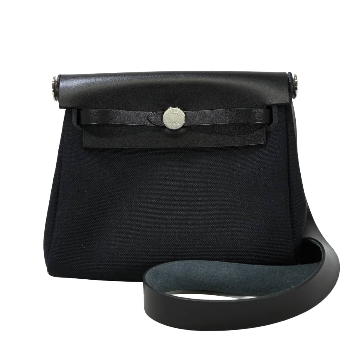 HERMES エルメス ショルダーバッグ エールバッグ ジップ 20 ミニ 黒 (ブラック) トワルミリタリー/ヴァッシュハンター シルバー金具 G刻印 新品