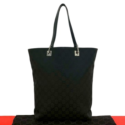 GUCCI グッチ GGキャンバス レザー トートバッグ ブラック
28257