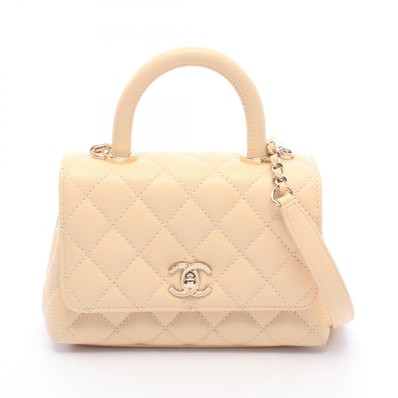 シャネル CHANEL ココハンドルXXS トップハンドル ハンドバッグ バッグ キャビアスキン(グレインドカーフ) レディース ベージュ系 AS2215 【中古】
