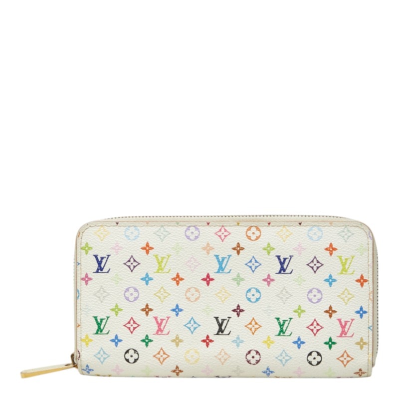 ルイ ヴィトン モノグラム マルチカラー ジッピーウォレット 長財布 M60049 ホワイト PVC レディース LOUIS VUITTON 中古