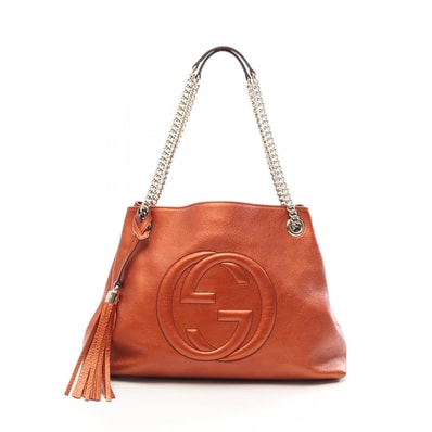 グッチ GUCCI ソーホー インターロッキングG ショルダーバッグ バッグ レザー レディース ボルドー系 308982 【中古】