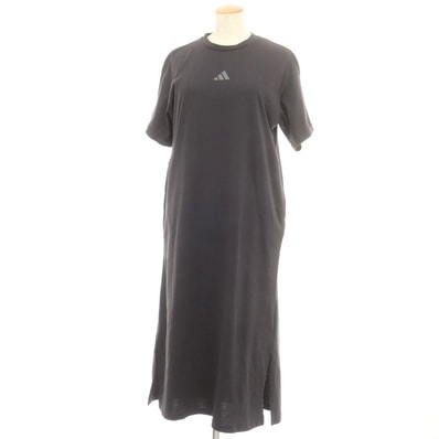 【中古】アディダス adidas コットンポリエステル Tシャツ ワンピース ダークグレー【サイズJP M】【レディース】