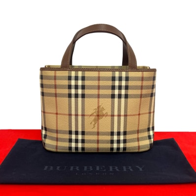 BURBERRY バーバリー ノバチェック シャドーホース 柄 レザー PVC ハンドバッグ ブラウン
1519d