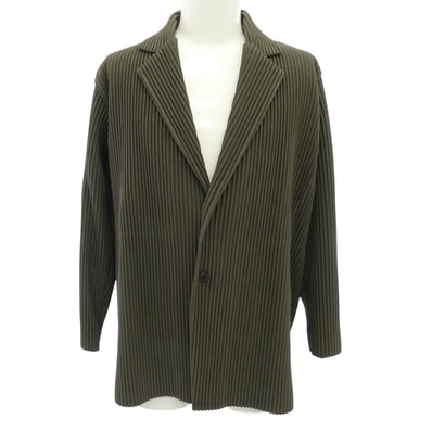 HOMME PLISSE ISSEY MIYAKE オム プリッセ イッセイミヤケ 19AW HP93JD214 2B Pleated Tailored Jacket プリーツ テーラード ジャケット カーキ系 2【中古】