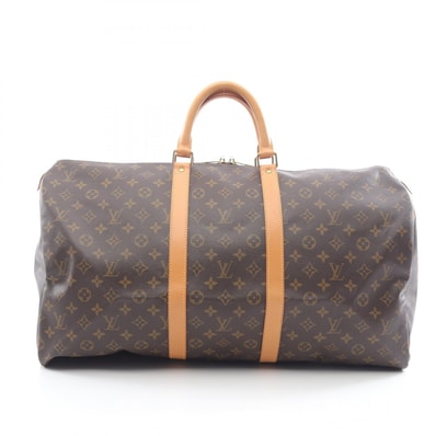 ルイ・ヴィトン LOUIS VUITTON キーポル55 ボストンバッグ バッグ PVCコーティングキャンバス レザー モノグラム メンズ レディース ブラウン系 M41424 【中古】