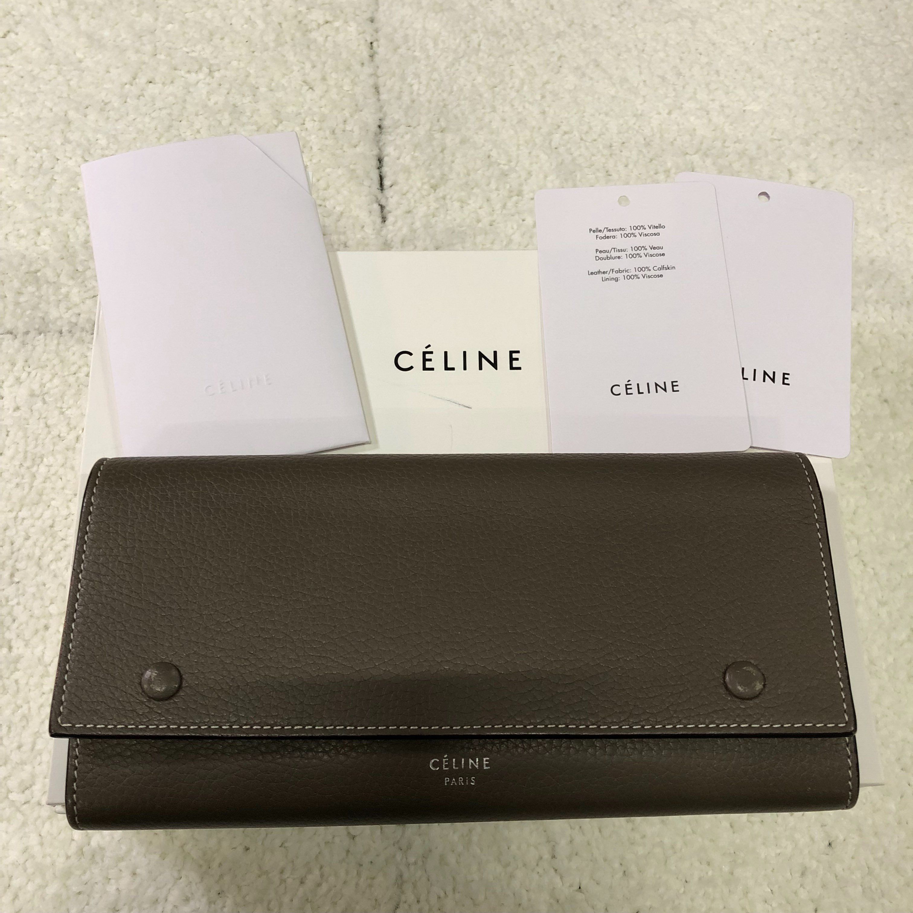 CELINE Large Flap Multifunction Leather Wallet