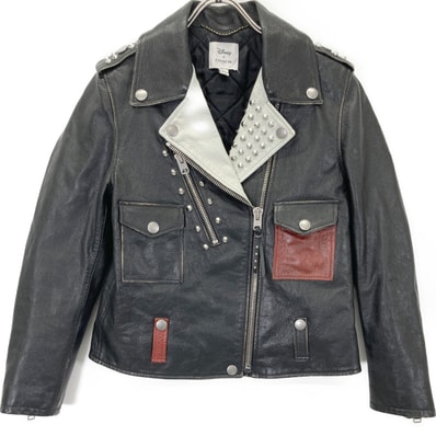 コーチ ×ディズニー ブラック 000 2015 スタッズ ダブルライダースジャケット 2