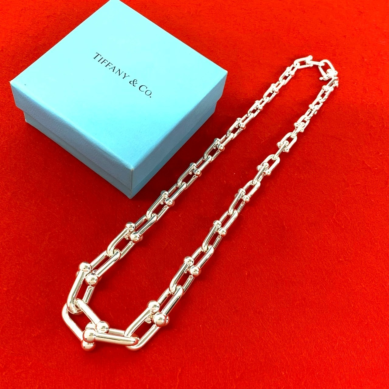TIFFANY&Co. ティファニー ハードウェア グラジュエイテッド リンク ネックレス シルバー925 ネックレス シルバー
 808-7
