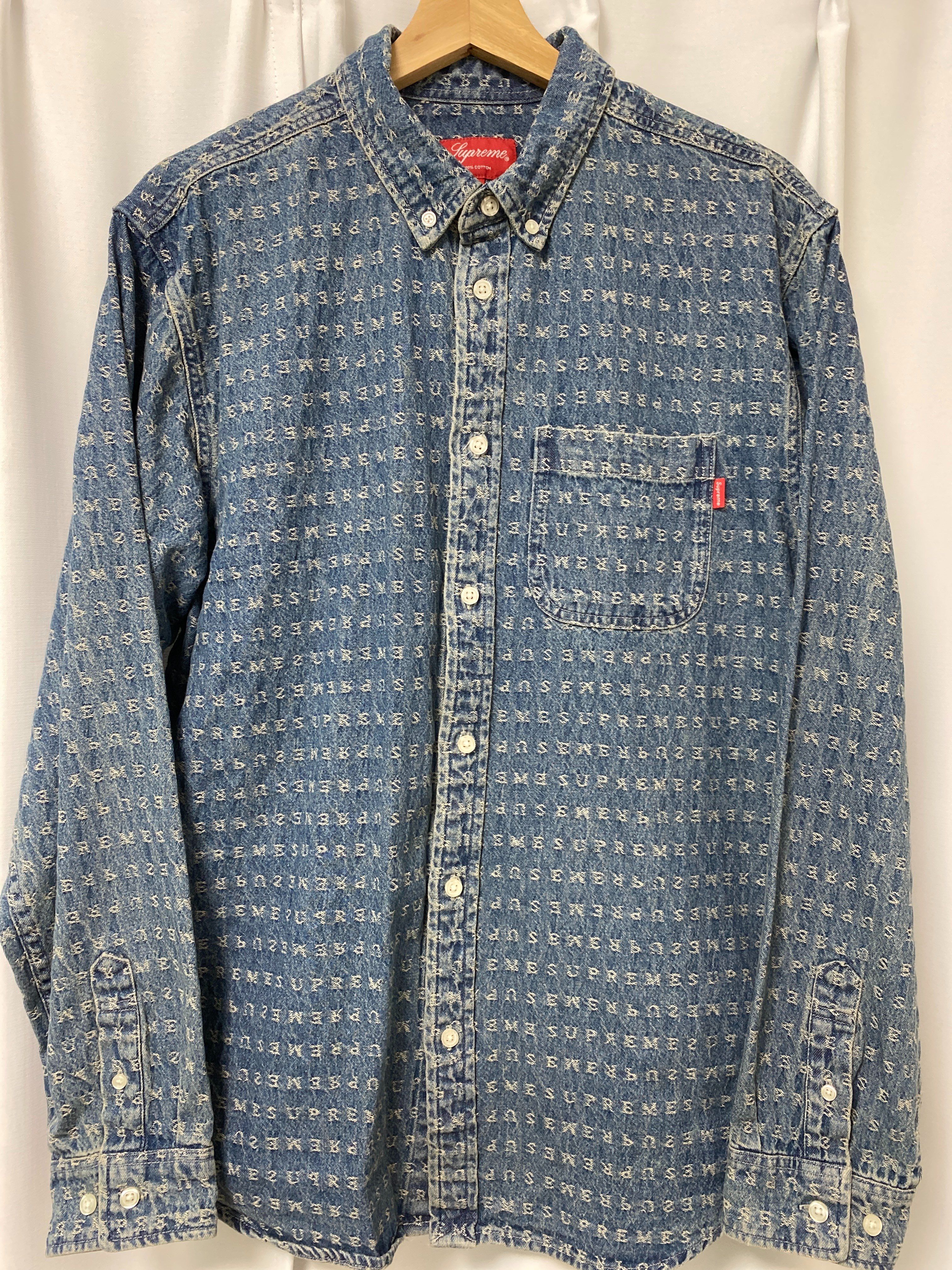 Supreme Warp Jacquard Logos Denim Shirt "Blue"
