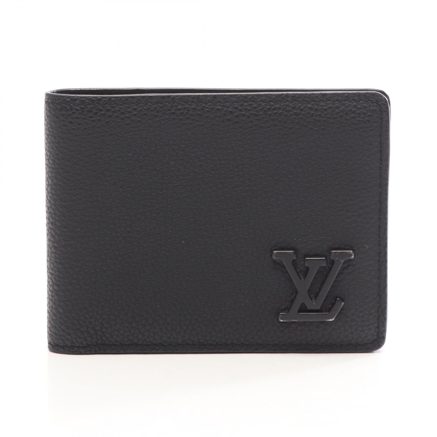 ルイ・ヴィトン LOUIS VUITTON ポルトフォイユ ミュルティプル LVアエログラム ノワール 二つ折り財布 財布 レザー メンズ ブラック系 M69829 【中古】