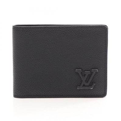 ルイ・ヴィトン LOUIS VUITTON ポルトフォイユ ミュルティプル LVアエログラム ノワール 二つ折り財布 財布 レザー メンズ ブラック系 M69829 【中古】