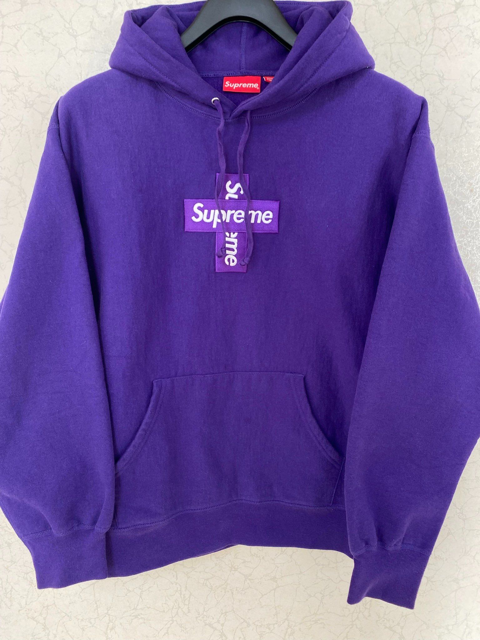 Supreme Cross Box Logo Hooded Sweatshirt "Purple"