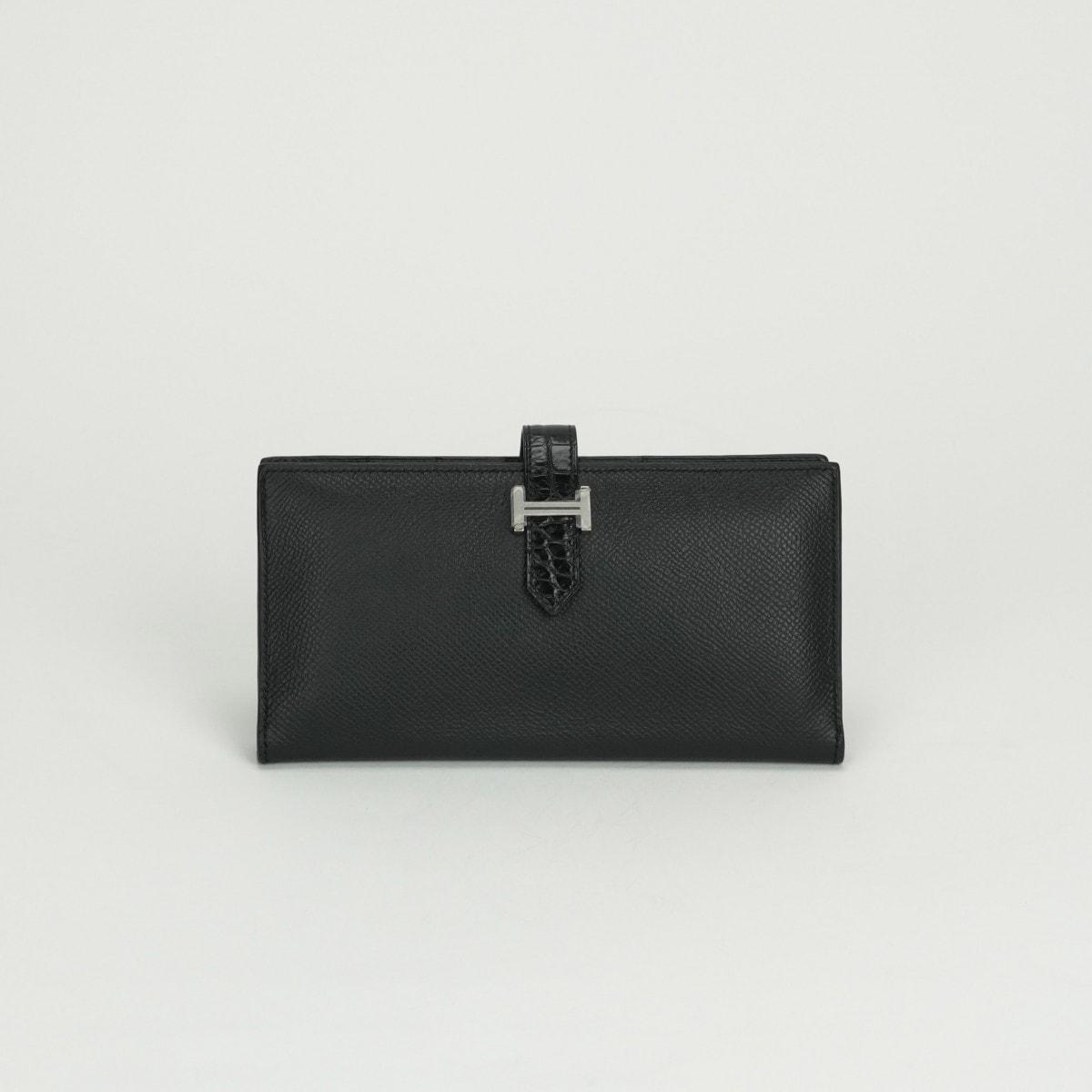 エルメス HERMES ベアンスフレタッチ ベアン スフレ タッチ 財布 長財布 ロングウォレット エプソン アリゲーター クロコダイル ノワール noir ブラック Black 黒 シルバー金具 ヴォーエプソン