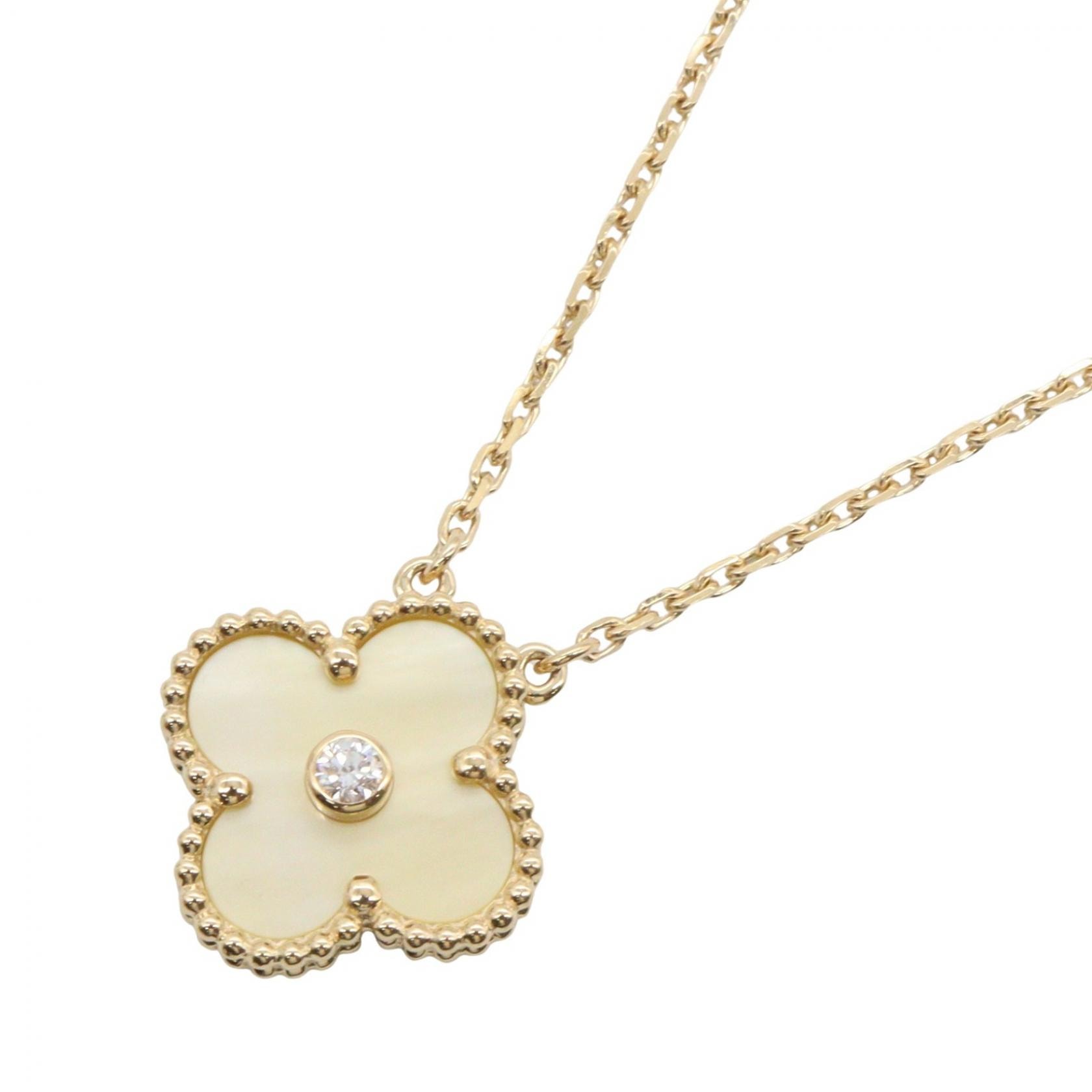ヴァンクリーフ&アーペル Van Cleef & Arpels ヴィンテージアルハンブラ イエローマザーオブパール 1PD ネックレス ジュエリー K18(イエローゴールド) ダイヤモンド イエローマザーオブパール レディース ゴールド系