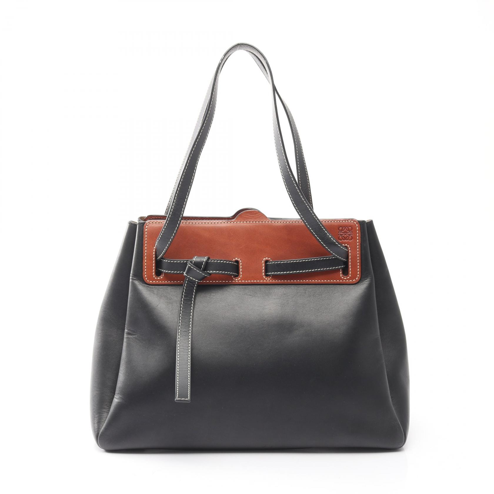 ロエベ LOEWE LAZO ラゾ トートバッグ バッグ レザー レディース ブラック系 / ブラウン系 【中古】