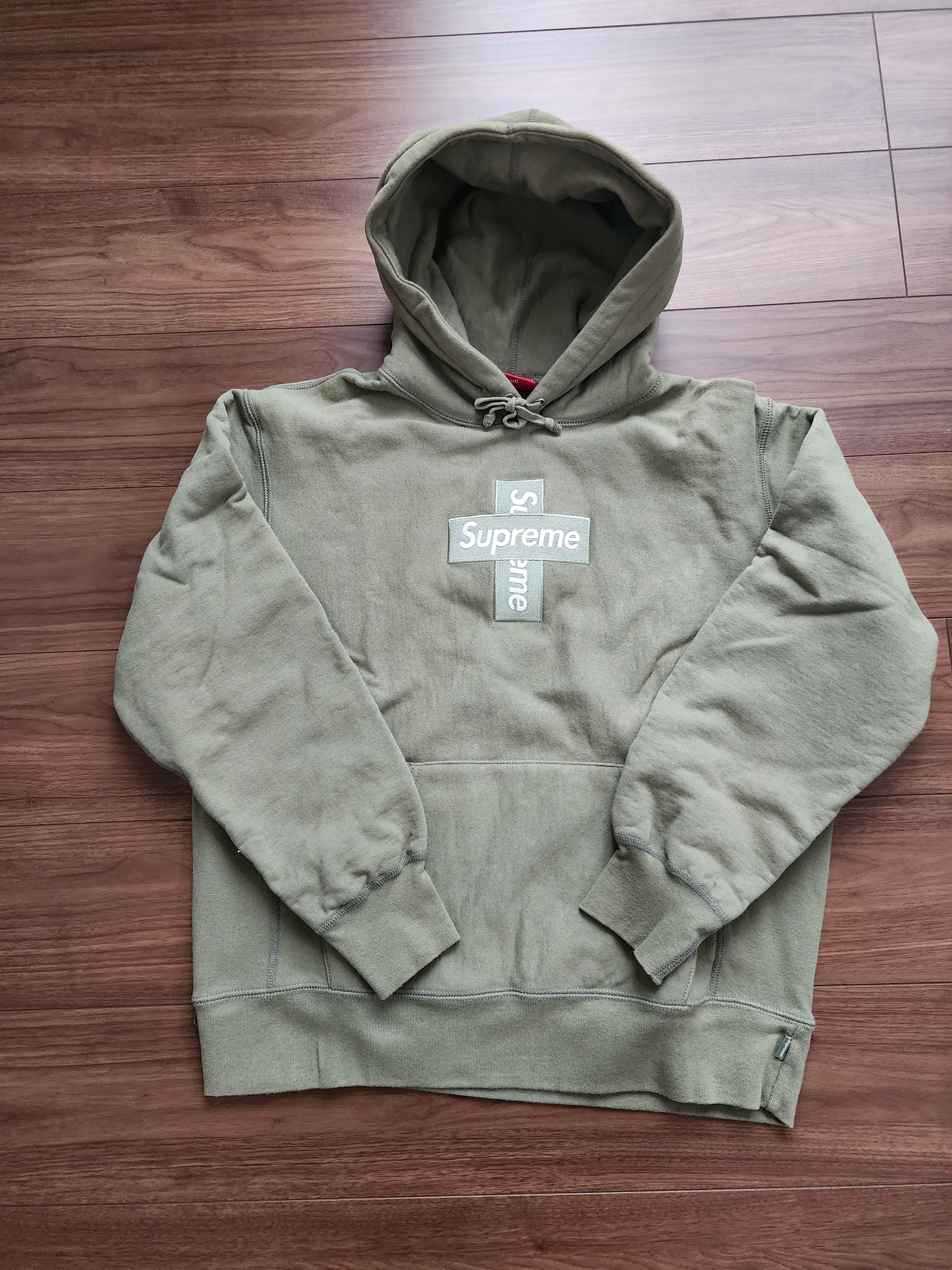 Supreme Cross Box Logo Hooded Sweatshirt "Light Olive"