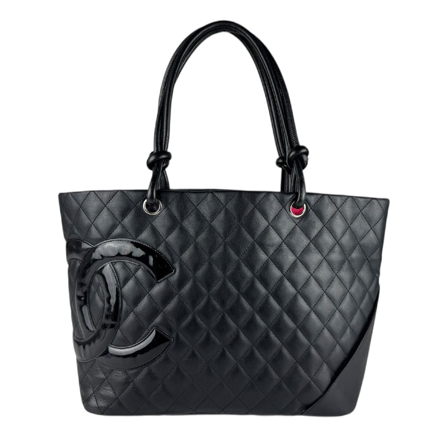 シャネル CHANEL ショルダーバッグ カンボンライン レザー/パテントレザー ブラック レディース【中古】 z7898