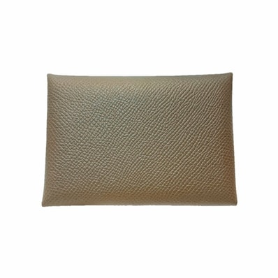 【値下げ】HERMES エルメス カルヴィ デュオ 名刺入れ カードケース コインケース ヴォーエプソン エトゥープ W(2024)刻印 レディース【中古】