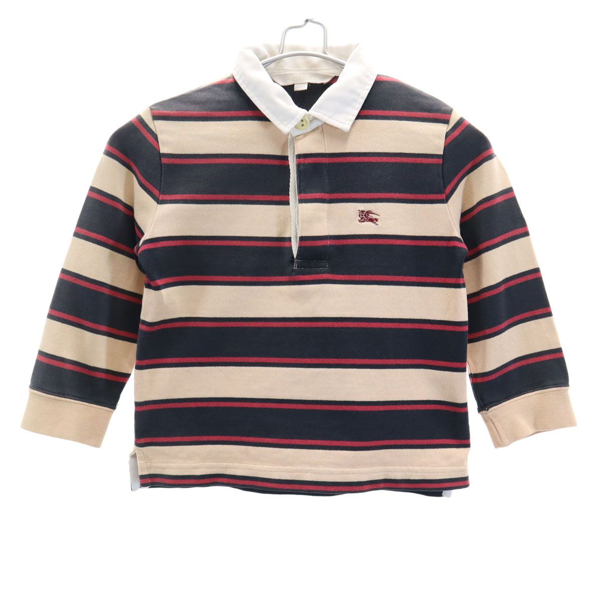 BURBERRY バーバリー ボーダー柄 長袖 ポロシャツ 100A ベージュ 三陽商会