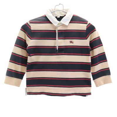 BURBERRY バーバリー ボーダー柄 長袖 ポロシャツ 100A ベージュ 三陽商会