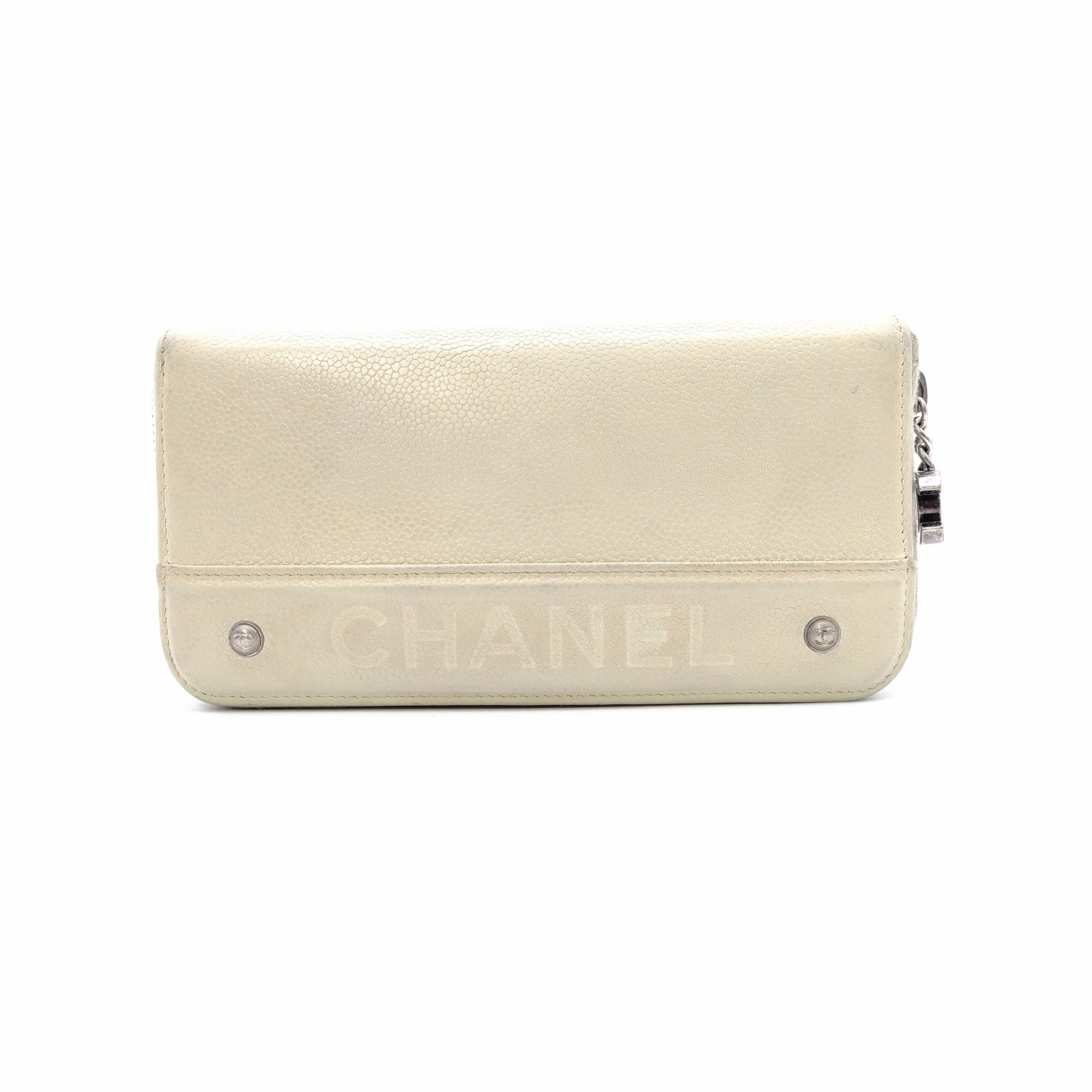 CHANEL シャネル 長財布 レザー オフホワイト 財布