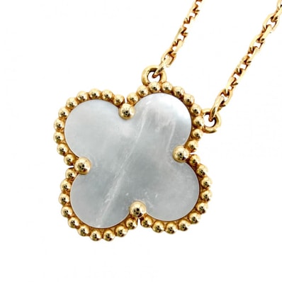 Van Cleef & Arpels ヴァンクリーフ&アーペル ネックレス ヴィンテージアルハンブラ アジャスター付き K18イエローゴールド マザーオブパール VCARA45900 ホワイト 白 レディース 約5.1g 美品【中古品】