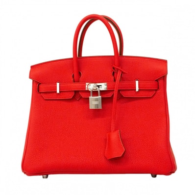 ★SALE【6cd4672-g-h】エルメス ハンドバッグ バーキン25 トゴ ルージュラデュー シルバー金具 K刻印【中古】レディース