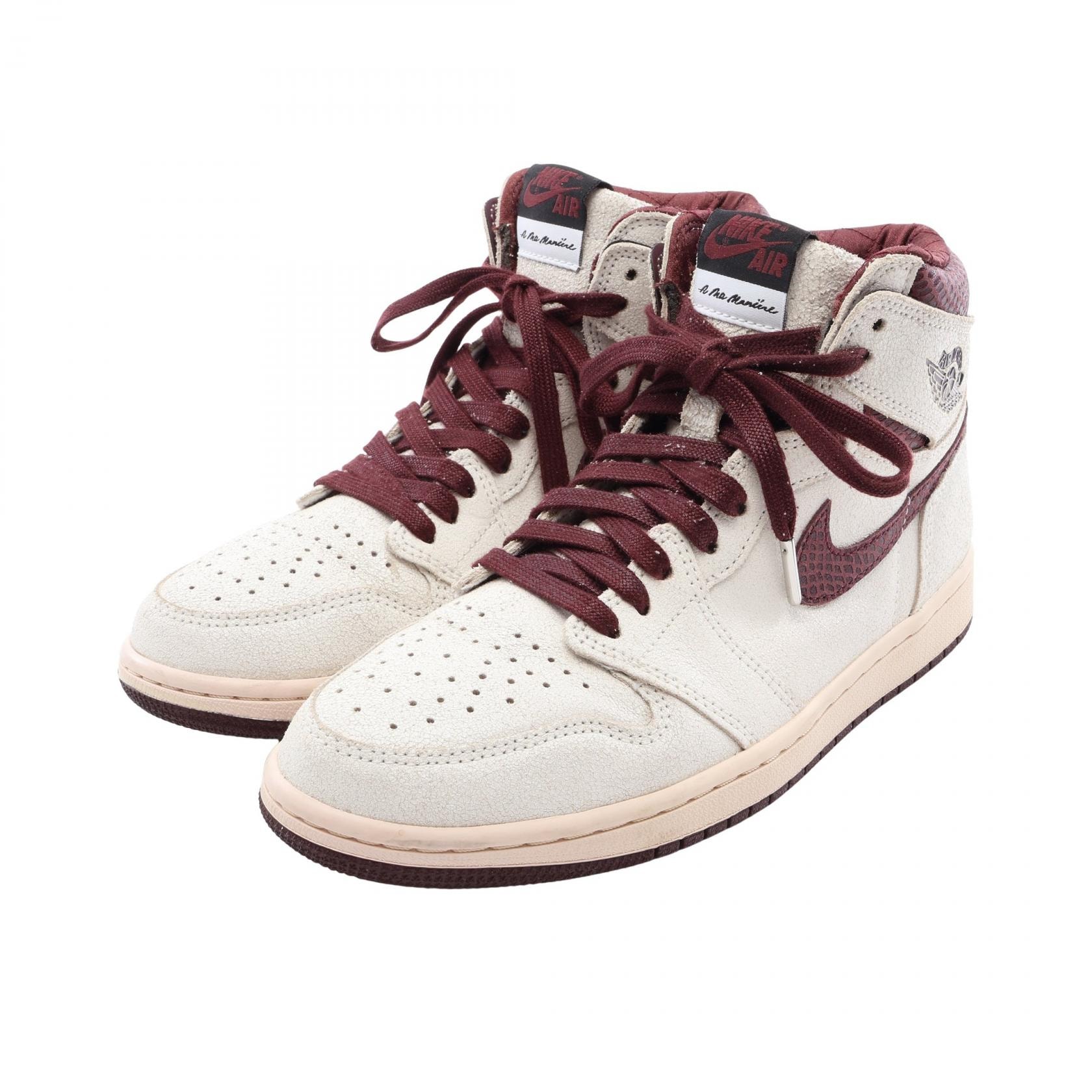 ナイキ NIKE NIKE × A Ma Maniére AIR JORDAN 1 RETRO HIGH OG SP ヴィンテージ加工 スニーカー 靴 スウェード メンズ ホワイト系 / ボルドー系 DO7097-100 【中古】