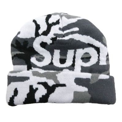 Supreme シュプリーム ニットキャップ 25AW Camo Big Logo Beanie Snow Camo カモビッグロゴ ビーニー スノーカモ ニット帽 グレー系【中古】