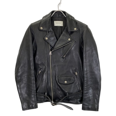 ビューティフルピープル 1715402811 ブラック ラムスキン ヴィンテージレザー ダブルライダースジャケット 170