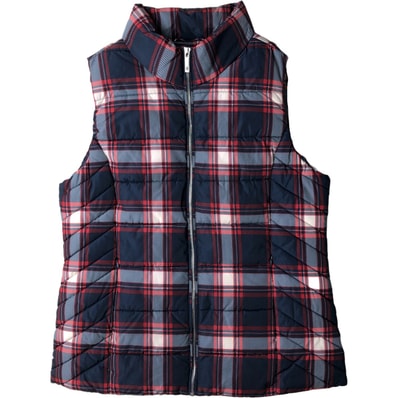 古着 トミーヒルフィガー TOMMY HILFIGER タータンチェック 中綿ベスト レディースM相当/eaa613169