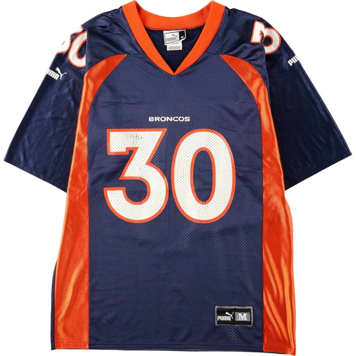 古着 90~00年代 プーマ PUMA NFL DENVER BRONCOS デンバーブロンコス Vネック メッシュ 五分袖 ゲームシャツ フットボールシャツ メンズM相当/eaa662620