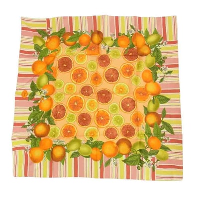 GUCCI グッチ ストール シルク100% フルーツ オレンジ スカーフ ピンク系 オレンジ系【中古】